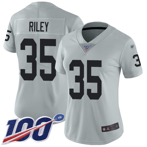 Men Oakland Raiders Limited Silver Curtis Riley Jersey NFL Football 35 100th Season Inverted Legend Jersey